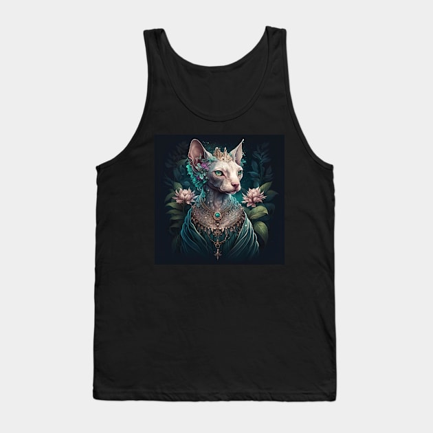 Majestic Floral Goddess Sphynx Tank Top by Enchanted Reverie